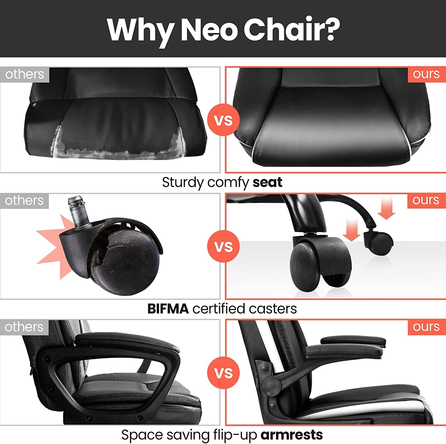Ergonomic Black Office Chair with Swivel Wheels-3